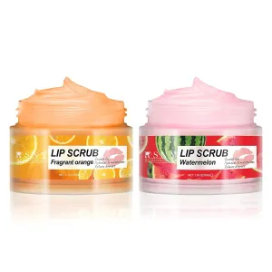 2 PACKS Lip Scrub, Deep Moisturizing, Nourishing Lips, Gentle Exfoliating And Moisturizing Lips, Home Lip Care For Men And Women Dark Lip Corrector, 1.76 fl oz, Watermelon & Orange