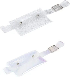2 Pieces Transparent Shiny Pattern Womens Fanny Pack Belt with Removable Waist Pouch Fashion Belt Bags- Transparent stars white stars