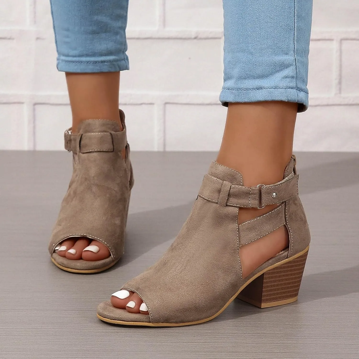 2025 Women High Heel Shoes Comfortable Fashion Outdoor Indoor Woke Home Slippers Summer Slip-On Soft Sole Walking Footwear with Adjustable Buckle Non-Slip Party Dressy Breathable Dance Sandals