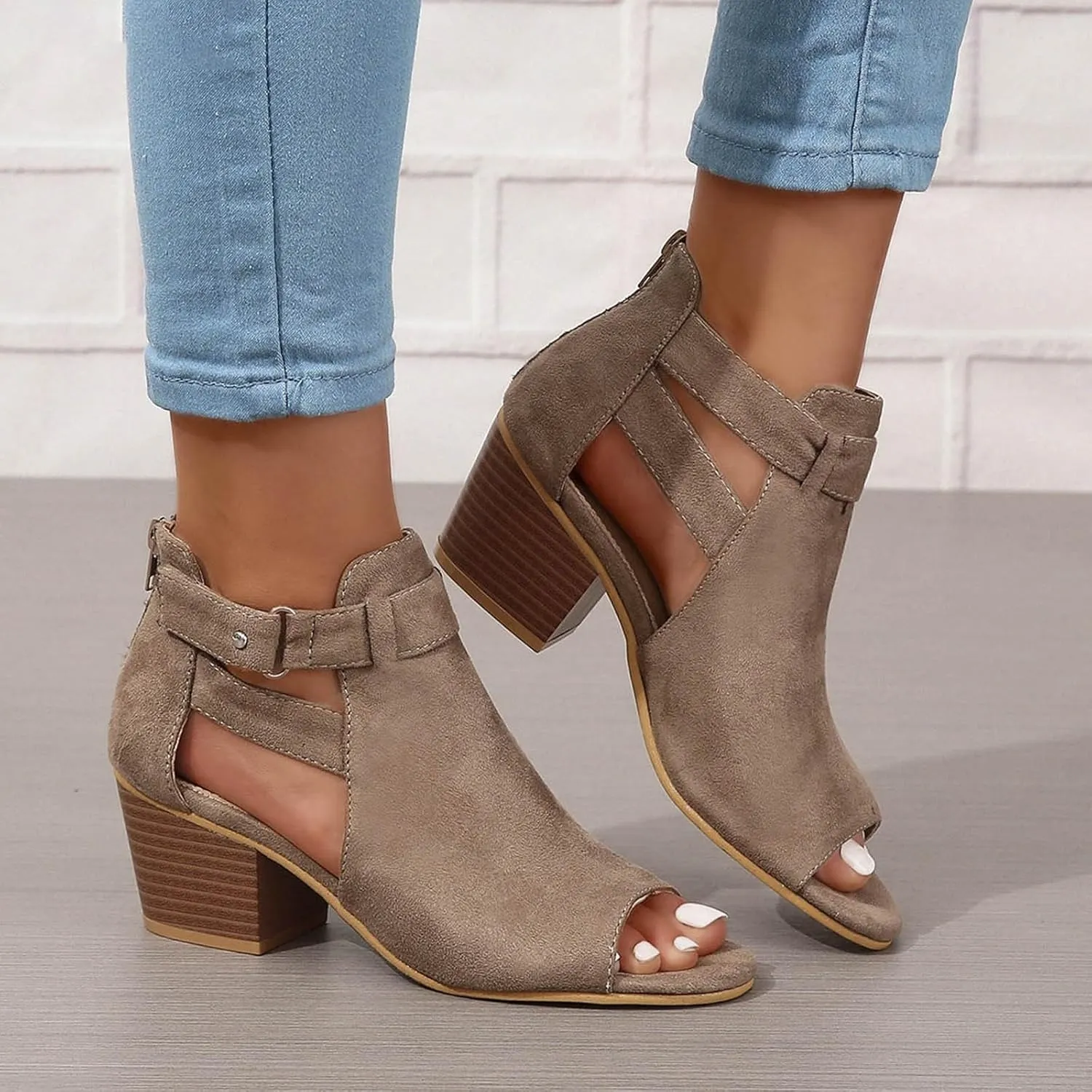 2025 Women High Heel Shoes Comfortable Fashion Outdoor Indoor Woke Home Slippers Summer Slip-On Soft Sole Walking Footwear with Adjustable Buckle Non-Slip Party Dressy Breathable Dance Sandals