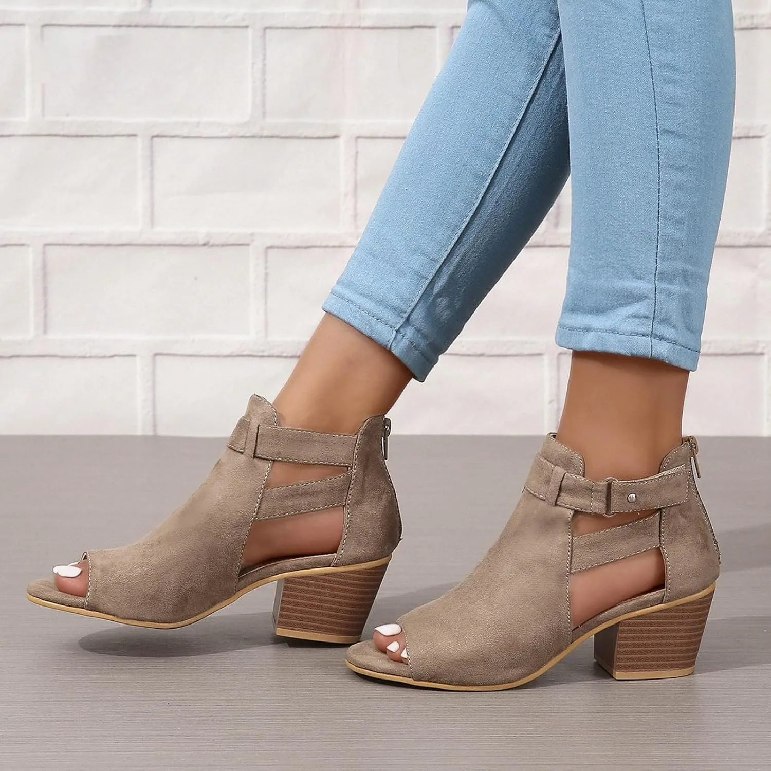 2025 Women High Heel Shoes Comfortable Fashion Outdoor Indoor Woke Home Slippers Summer Slip-On Soft Sole Walking Footwear with Adjustable Buckle Non-Slip Party Dressy Breathable Dance Sandals