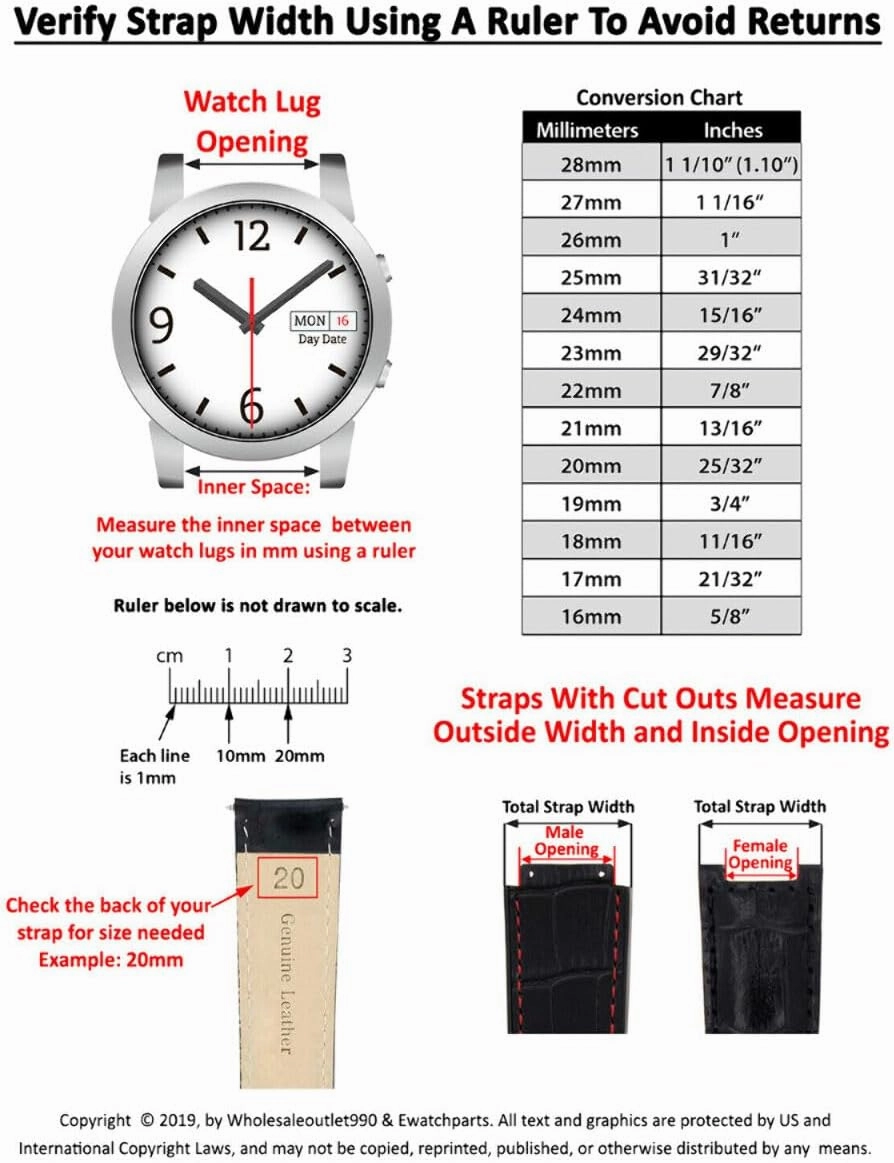 20mm Leather Watch Band Strap Compatible with All Rolex Daytona Models   Gold Buckle