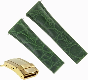 20mm Leather Watch Band Strap Compatible with All Rolex Daytona Models   Gold Buckle