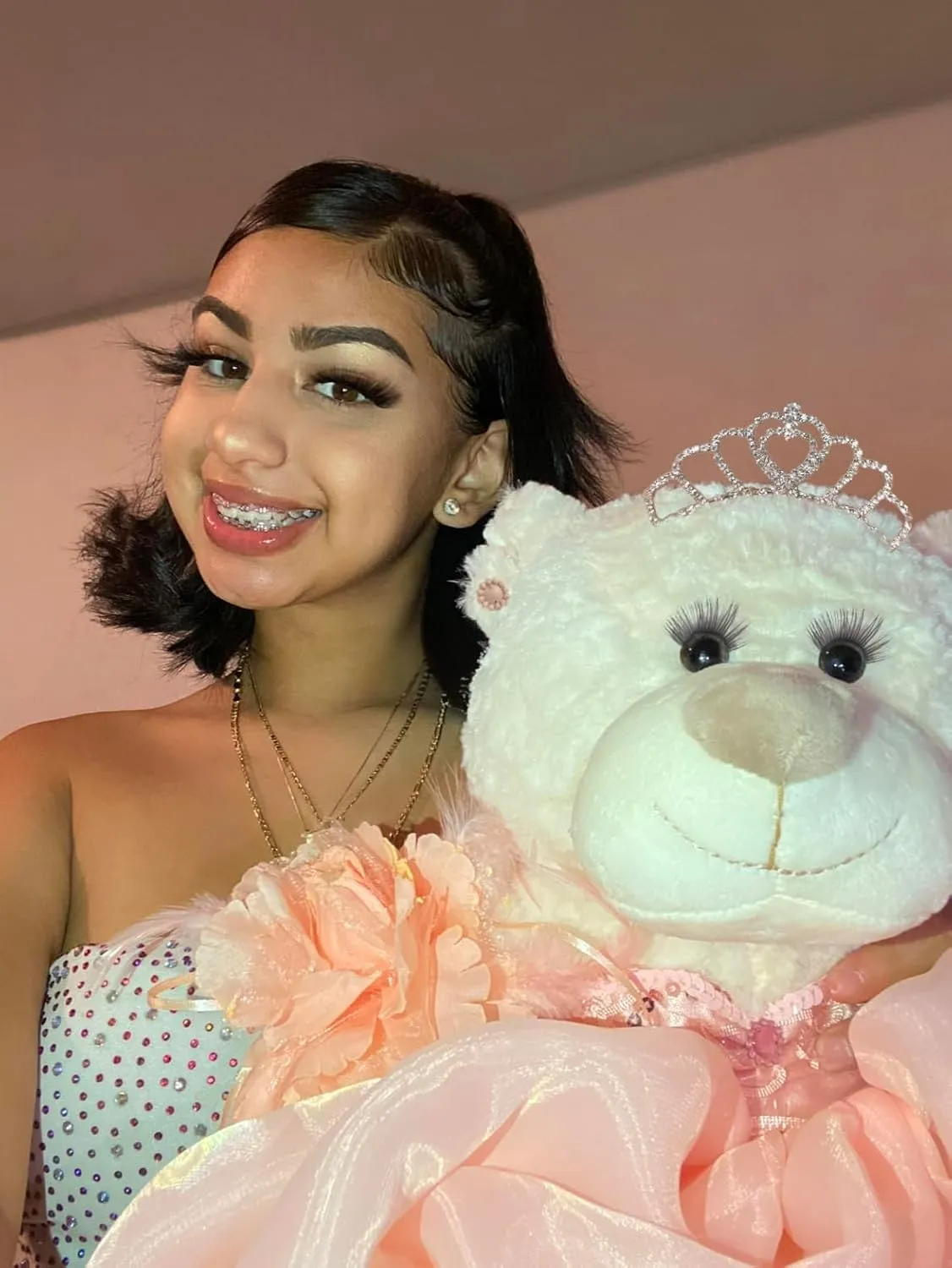 20" Quince Anos Quinceanera Last Doll Teddy Bear with Dress (Centerpiece) ~ B16632-30 (Rose Gold)