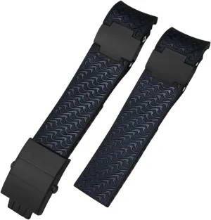 22mm Silicone Rubber Watchbands Fit，For Ulysse Nardin Diver Silver Rose Gold Folding Buckle Black Blue Watch Strap