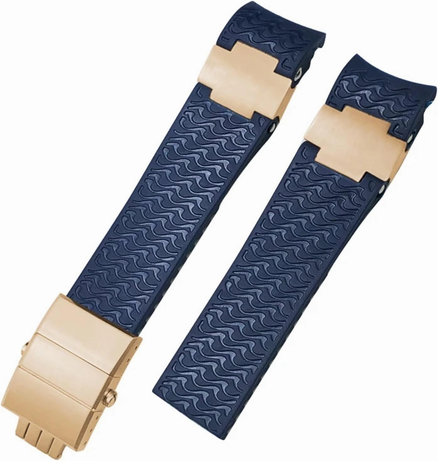 22mm Silicone Rubber Watchbands Fit，For Ulysse Nardin Diver Silver Rose Gold Folding Buckle Black Blue Watch Strap