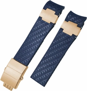 22mm Silicone Rubber Watchbands Fit，For Ulysse Nardin Diver Silver Rose Gold Folding Buckle Black Blue Watch Strap