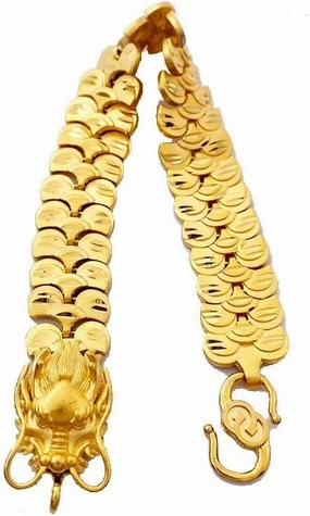 24K gold bracelet, men's bracelet exquisite Cuban chain, women's dragon head chain, suitable for men's and women's bracelets Valentine's Day gift 8 inches