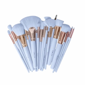 24pcs Professional Makeup Brush Set - Premium Soft Bristles, Cruelty-Free, Full Face & Eye Brushes Kit for Foundation, Blush, Contouring & More – Elegant Blue Design for Makeup Lovers