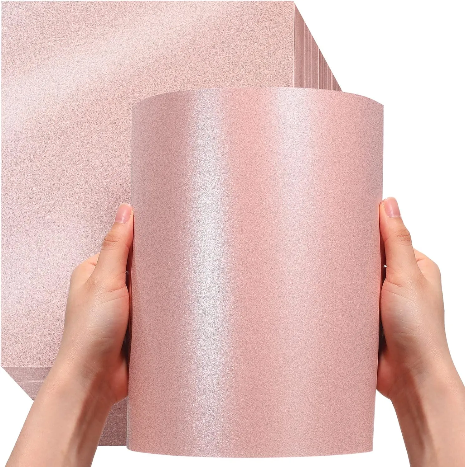 250 Sheets 8.5 x 11 Inch Metallic Paper Shimmer Card Stock 80lb 210 Gsm Double Sided Card Stock Printer Paper for Weddings Birthdays Craft Use Invitations Certificates DIY Cards (Pink)