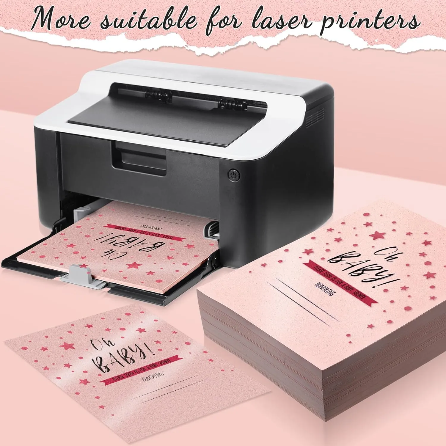 250 Sheets 8.5 x 11 Inch Metallic Paper Shimmer Card Stock 80lb 210 Gsm Double Sided Card Stock Printer Paper for Weddings Birthdays Craft Use Invitations Certificates DIY Cards (Pink)