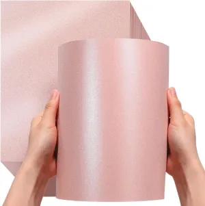 250 Sheets 8.5 x 11 Inch Metallic Paper Shimmer Card Stock 80lb 210 Gsm Double Sided Card Stock Printer Paper for Weddings Birthdays Craft Use Invitations Certificates DIY Cards (Pink)