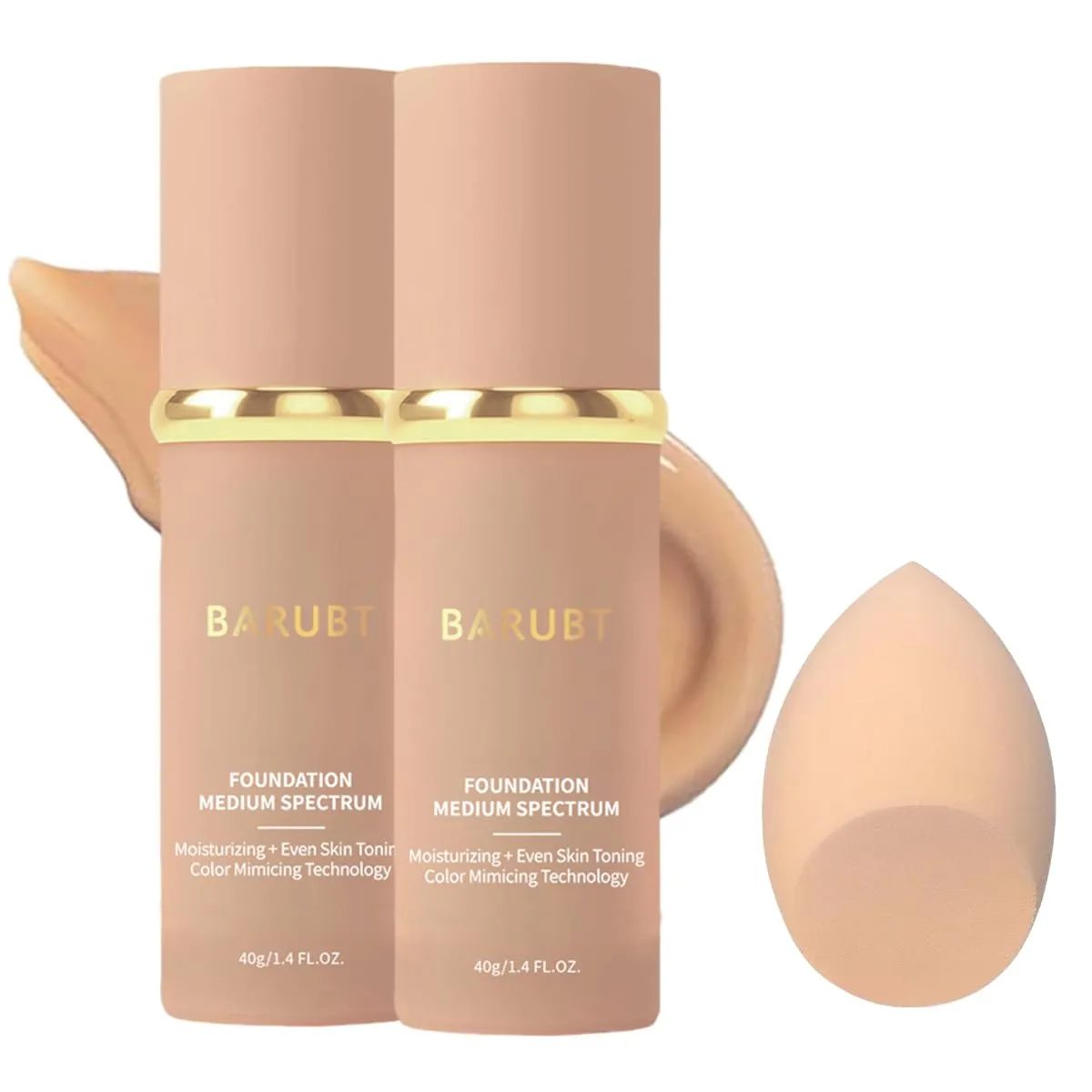 2PCS 4 in 1 Color-Changing foundation Liquid - Moisturizing Medium Full Coverage Concealer, Medium Spectrum Foundation Cream Moisturizing Nourishing,Waterproof & Sweatproof 40ml/1.41 FL.OZ*2