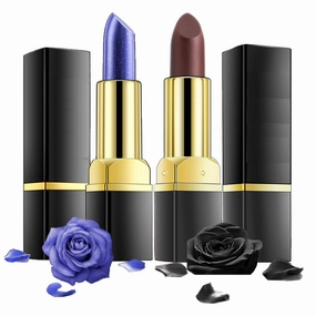 2PCS Color Changing Lipstick Set, Magic Color Change Lip Gloss Smudge Proof Nutritious Balm Tinted,Naturally Hydrating Long Lasting,Temperature Change Moisturizer Lip Stick, (Blue Black Rose)