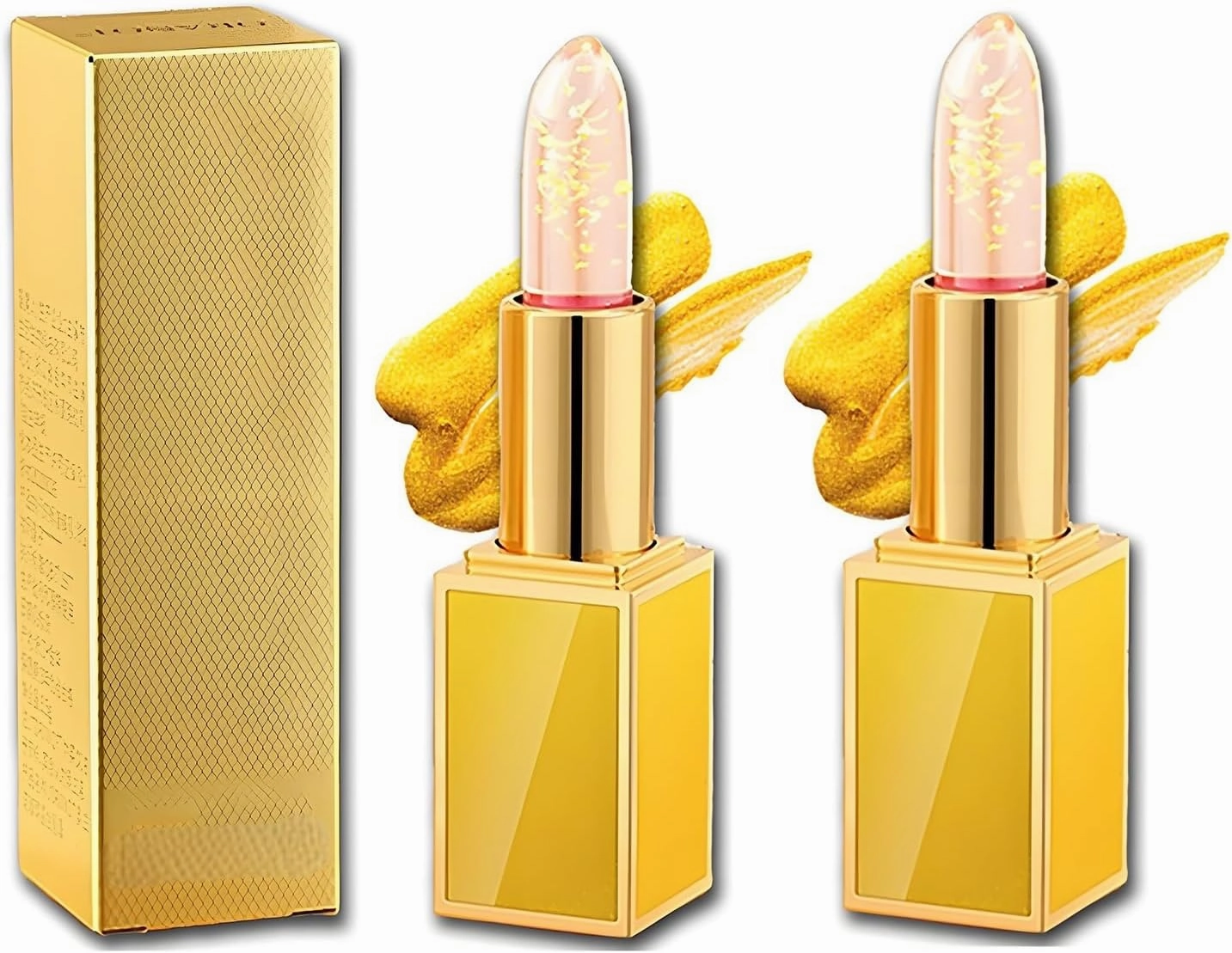 2PCS Transferproof Color Changing Lipstick, Color Changing Lipstick Gold Foil for Women, Lipstick Gold Foil for Women Deep Nourishment(C)