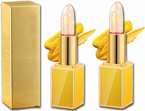 2PCS Transferproof Color Changing Lipstick, Color Changing Lipstick Gold Foil for Women, Lipstick Gold Foil for Women Deep Nourishment(C)