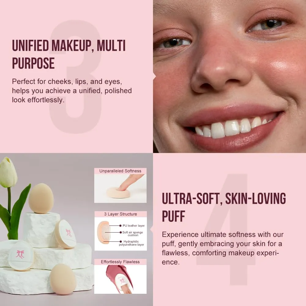 3 Pcs Multi-Use Makeup Cream Blush Stick Set, Unidollss 3-in-1 Buildable Bronzer Blush Stick Set, Hydrating formula, All day wear, Easy Application with a Random Accessory Included(02,04,05)