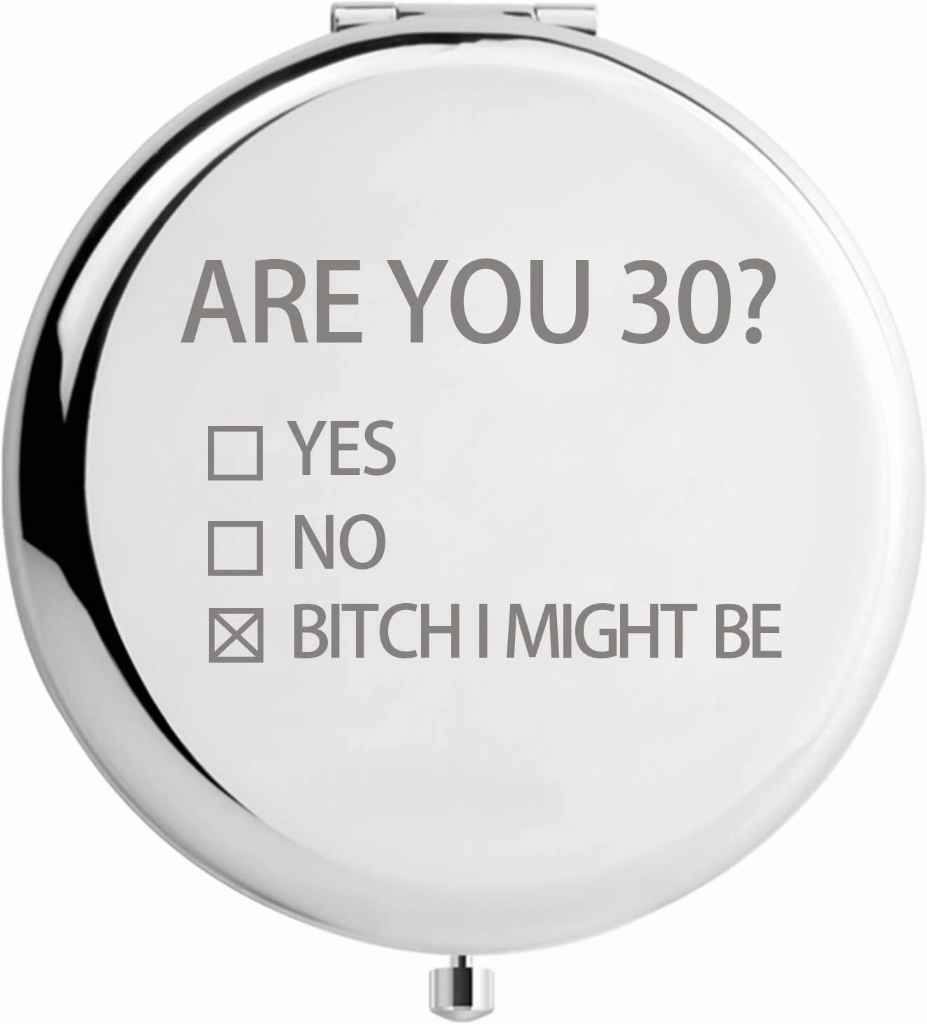 30th Birthday Gifts for Women Funny Compact Mirror, 30 Years Old Gifts for Friends Female Makeup Mirror (are You 30)