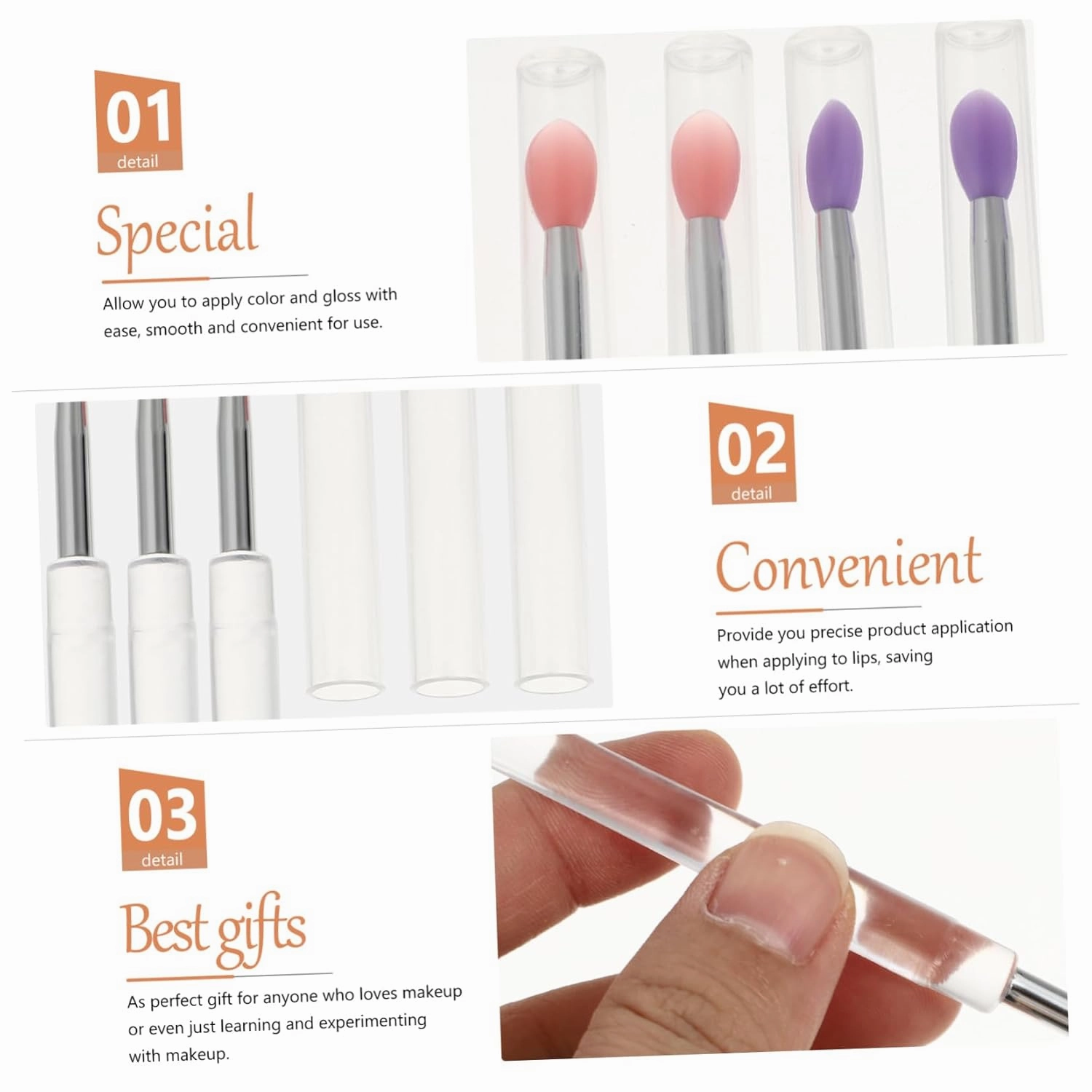 32pcs Lip and Eye Makeup Applicators with Transparent Cover Lightweight Easy to Carry Smooth and Skin-friendly for Precise Lip and Eyeshadow Application