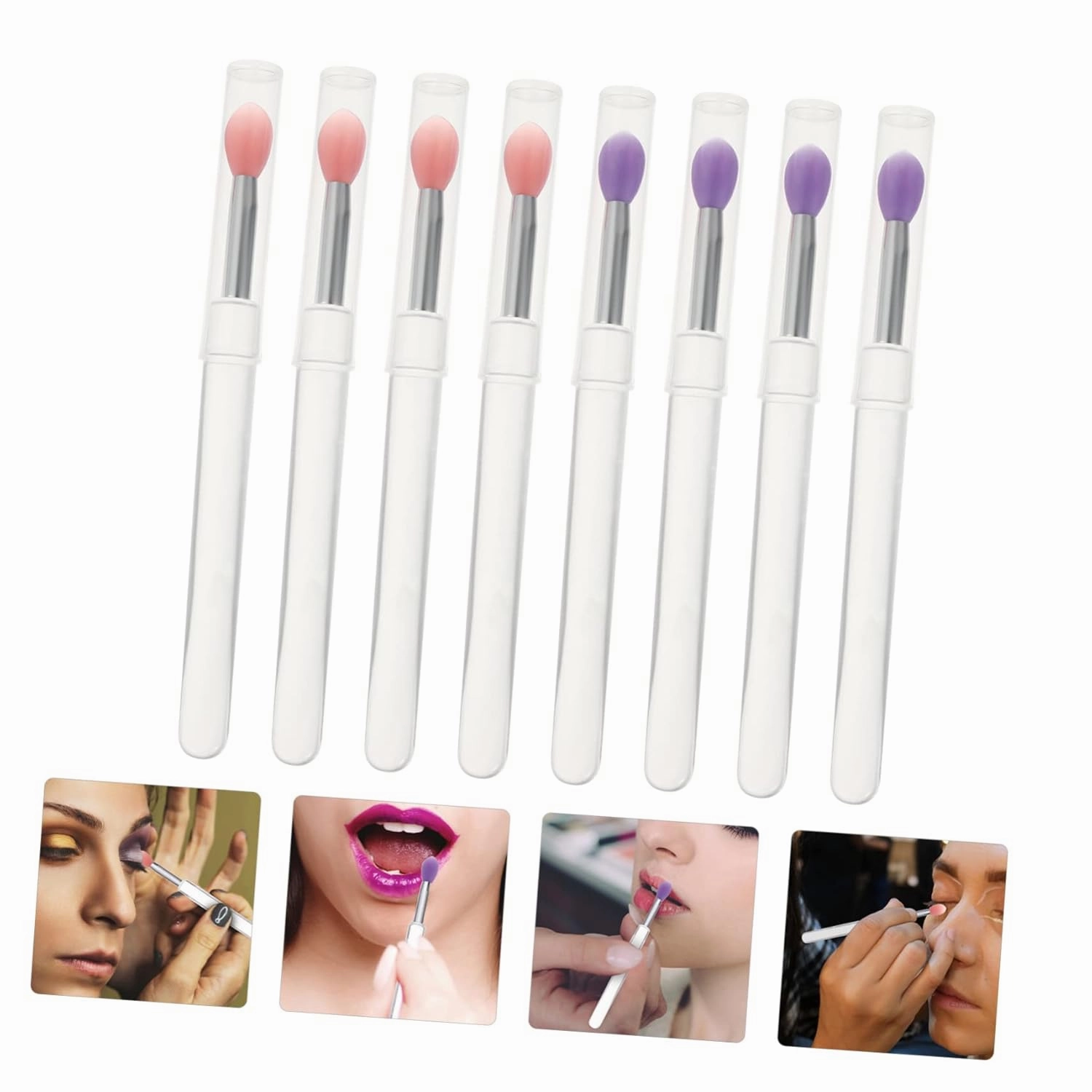 32pcs Lip and Eye Makeup Applicators with Transparent Cover Lightweight Easy to Carry Smooth and Skin-friendly for Precise Lip and Eyeshadow Application