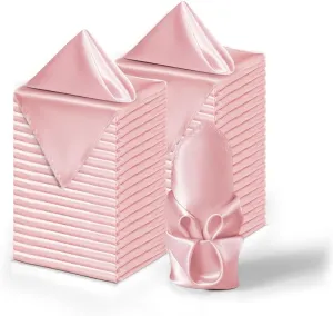 36 Pack Square Satin Dinner Napkins, 16x16 Inches Silky Soft Smooth Table Cloth Napkins for Restaurant Weddings Banquet Party Decoration, Blush Pink