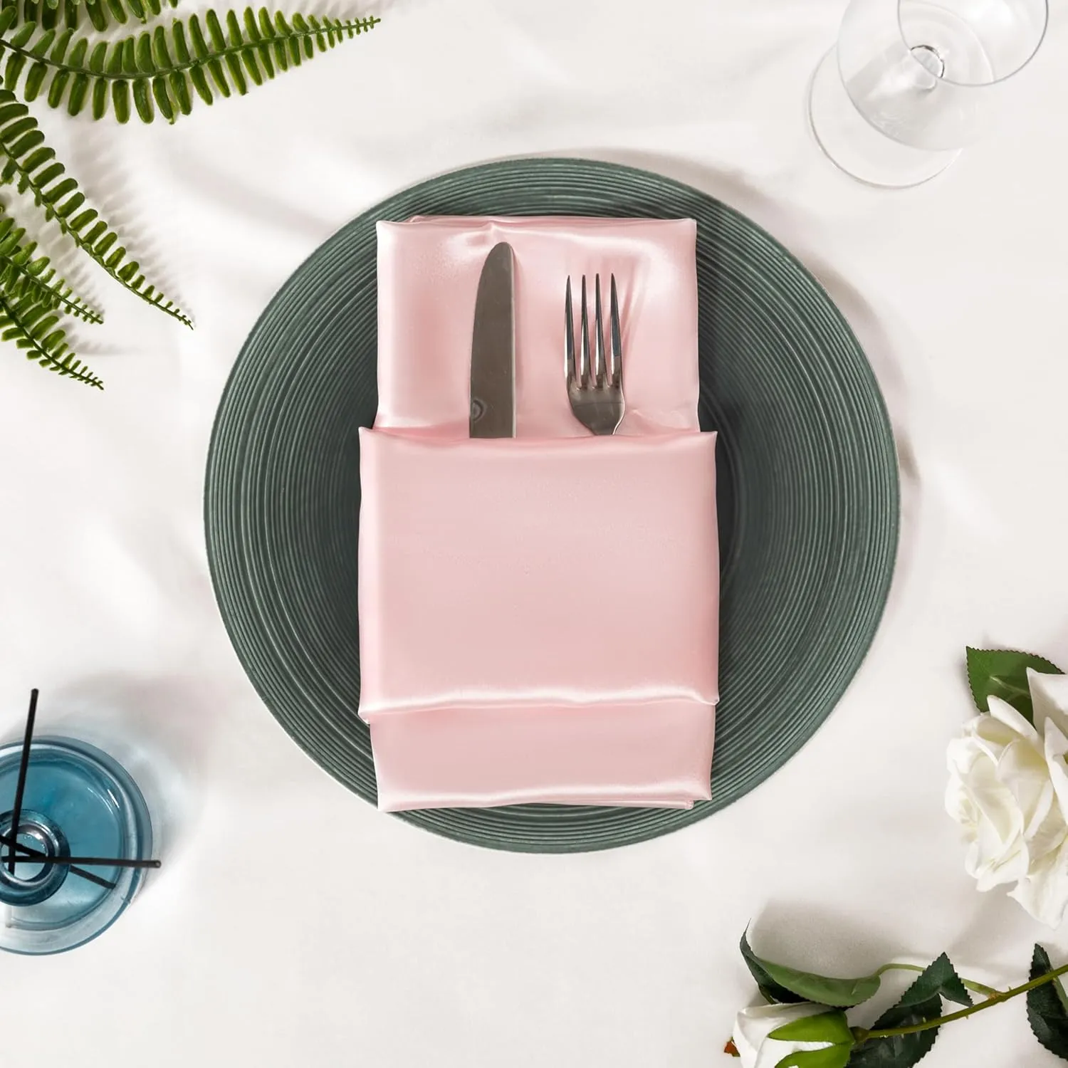 36 Pack Square Satin Dinner Napkins, 16x16 Inches Silky Soft Smooth Table Cloth Napkins for Restaurant Weddings Banquet Party Decoration, Blush Pink