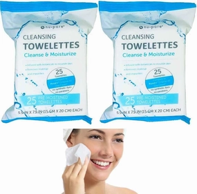 360 Cleansing Makeup Remover Wipes Facial Cleansing Towelette Skin Care Travel Makeup Remover Wipes Soft Cleansing Facial Towelettes for Waterproof Makeup 60 Count (Pack of 2) Hydrating Soothing