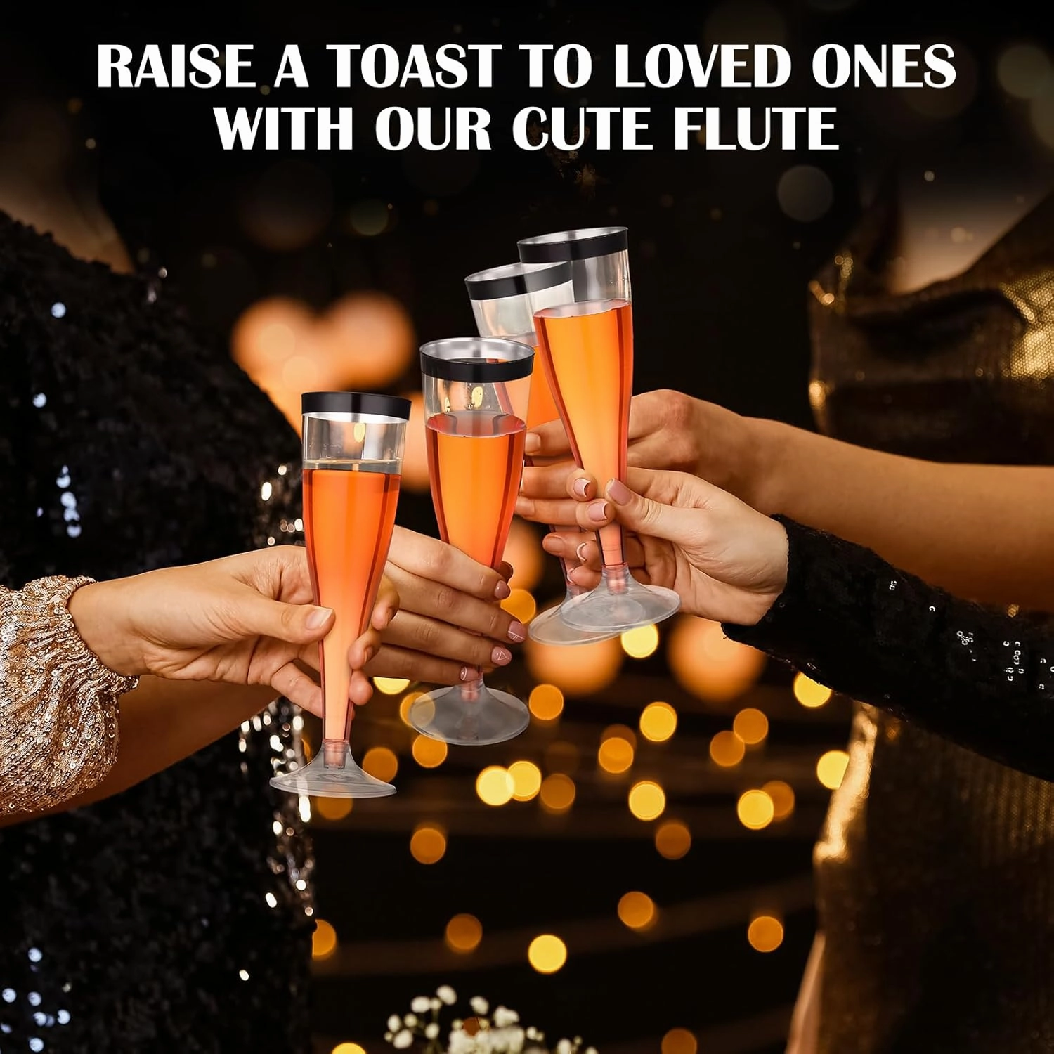 36 Pcs Disposable Plastic Champagne Flutes 4. 5 oz Clear Toasting Glasses Plastic Cocktail Cups Wine Champagne Glass for Wedding Graduation Birthday Party Decoration (Black)