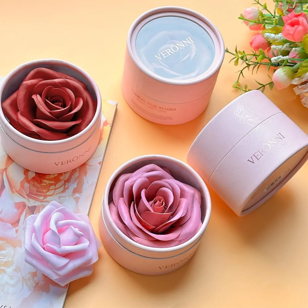 3d Rose Petal Blush, Rose Makeup Flower Petal Blush for Cheeks, Natural Glowing Redness Long Lasting Buildable Color, Contouring and Brightening, Makeup Powder blusher as Festival Gifts