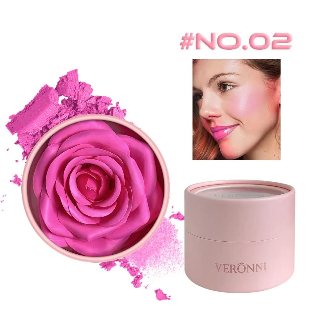 3d Rose Petal Blush, Rose Makeup Flower Petal Blush for Cheeks, Natural Glowing Redness Long Lasting Buildable Color, Contouring and Brightening, Makeup Powder blusher as Festival Gifts