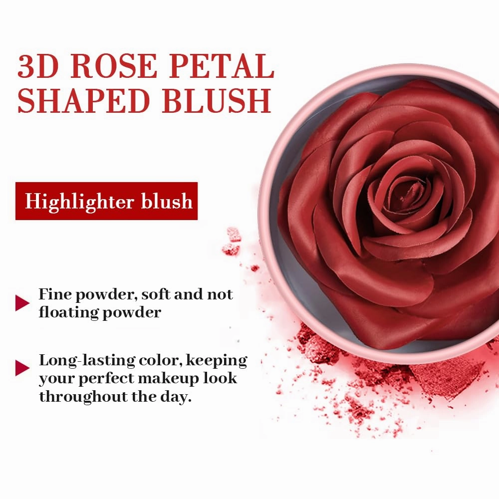 3d Rose Petal Blush, Rose Makeup Flower Petal Blush for Cheeks, Natural Glowing Redness Long Lasting Buildable Color, Contouring and Brightening, Makeup Powder blusher as Festival Gifts