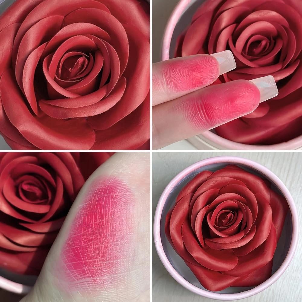 3d Rose Petal Blush, Rose Makeup Flower Petal Blush for Cheeks, Natural Glowing Redness Long Lasting Buildable Color, Contouring and Brightening, Makeup Powder blusher as Festival Gifts