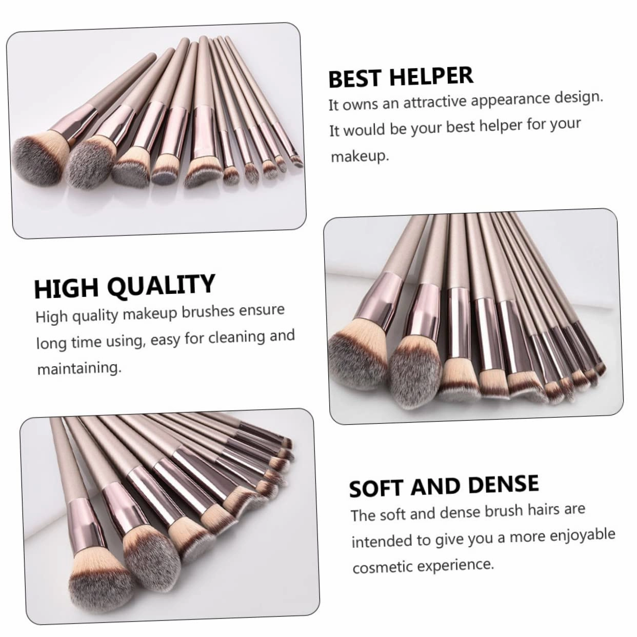 3sets Makeup Brush Set 12-piece Brush Kit for Foundation Eye Shadows Blush Contour and More 10pcs*3