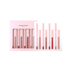 4 Color Lip Gloss Set - 4Pcs Matte Lip Glosses   4Pcs Lip Liners, Matte Liquid Lipstick, Long-Lasting Waterproof Lip Color, High-Pigment Velvet Lip Gloss Set