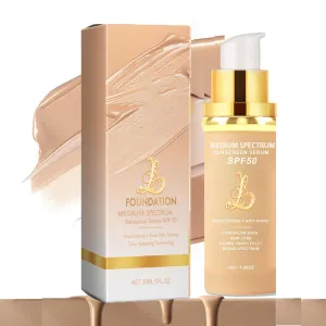 4-in-1 Foundation - Light/Medium Spectrum, Match Skin Color Changed, Waterproof, SPF 50  Concealers (Medium, Spectrum)