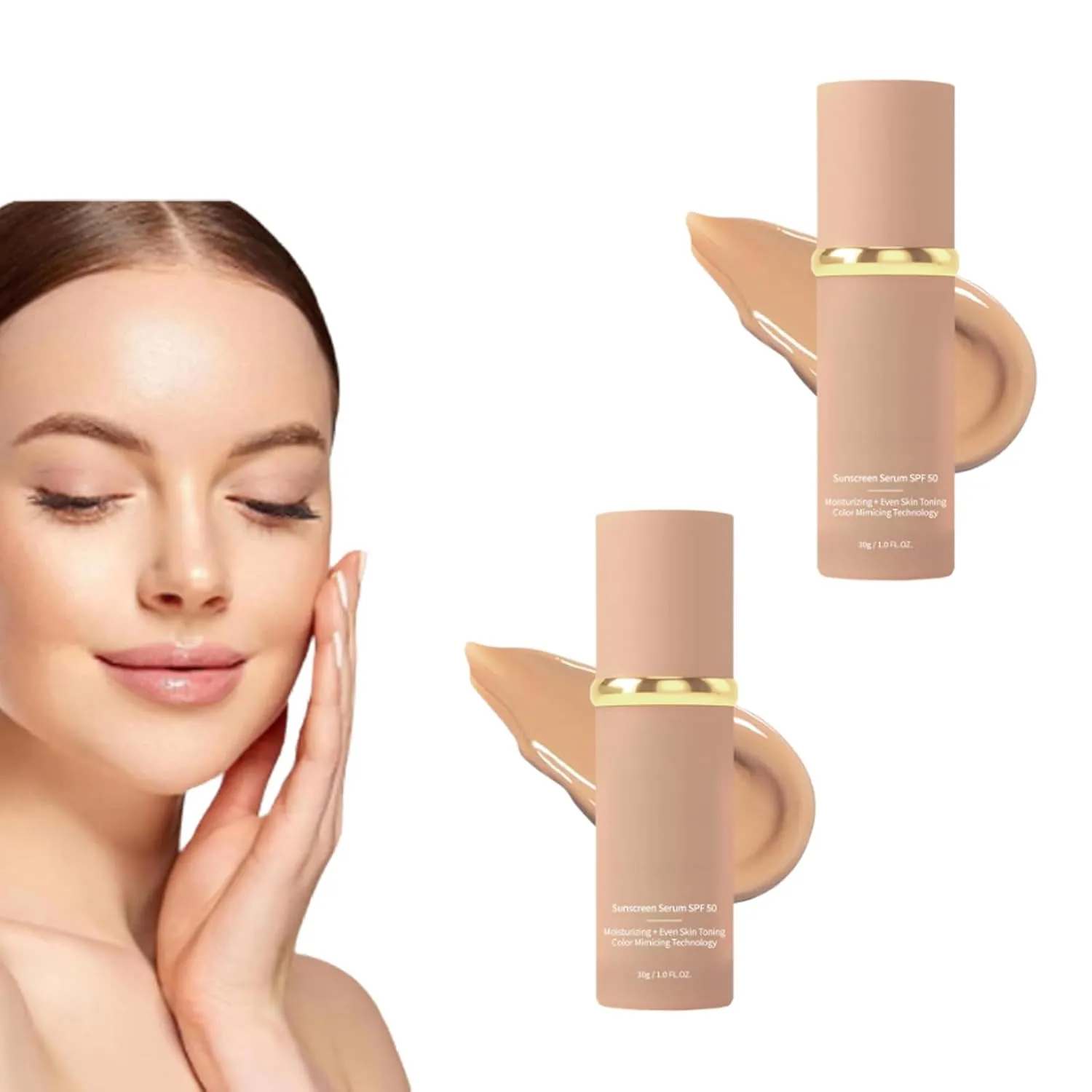 4 in 1 foundation Liquid,Hydrating Medium Full Coverage Concealer with SPF 50 ,Long wearing & Waterproof,2PCS