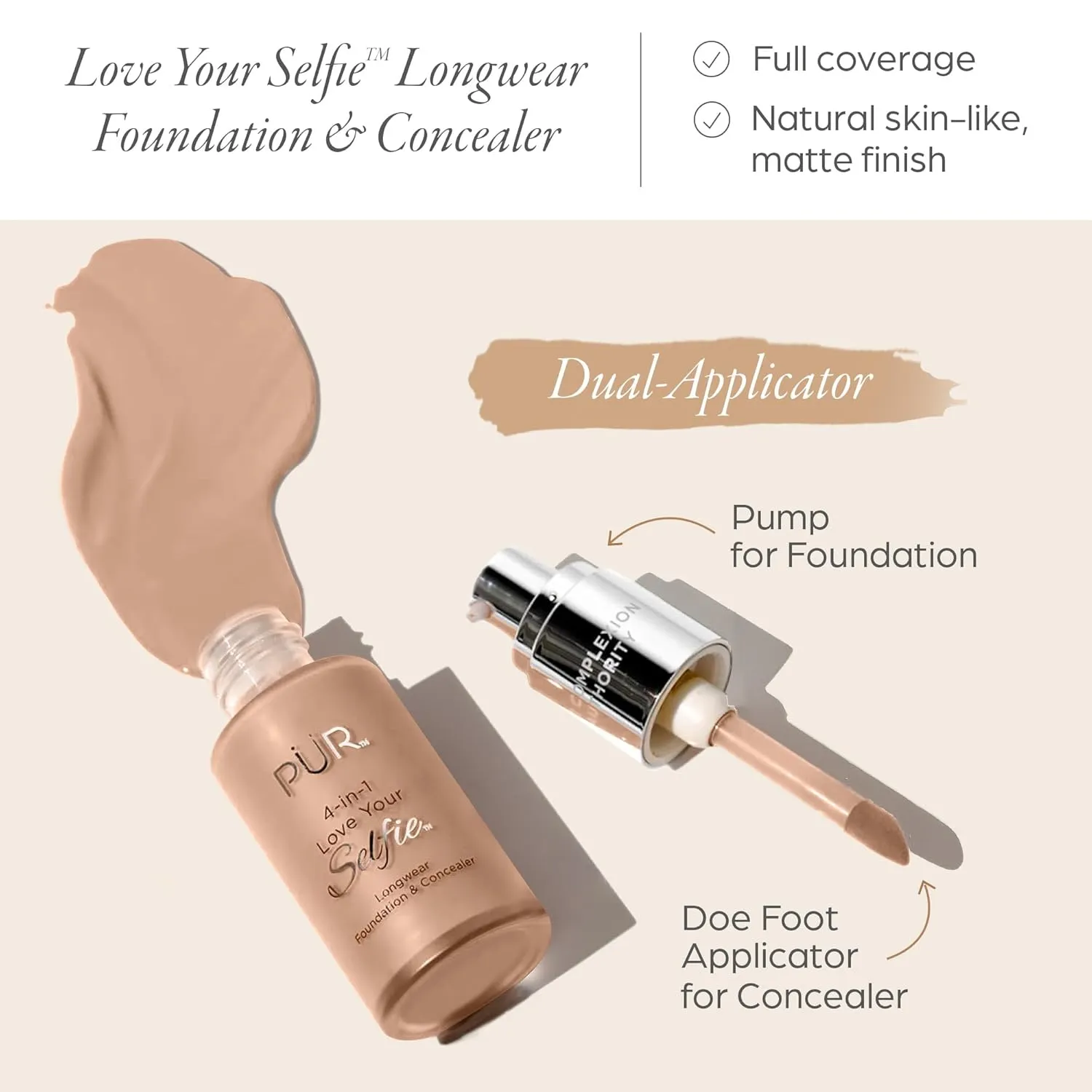 4-in-1 Love Your Selfie Longwear Foundation & Concealer Full Coverage Liquid Foundation, Hydrating Formula, Cruelty Free