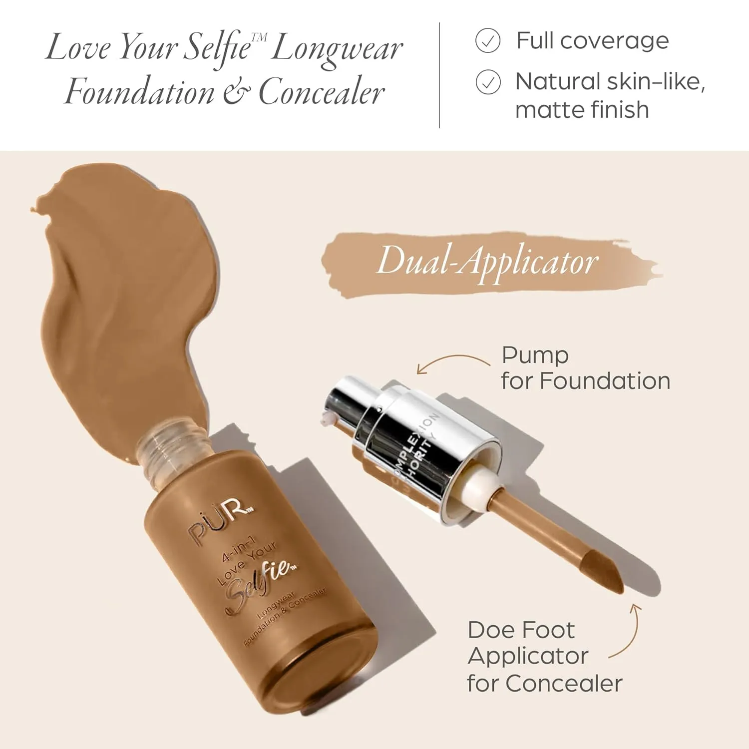4-in-1 Love Your Selfie Longwear Foundation & Concealer Full Coverage Liquid Foundation, Hydrating Formula, Cruelty Free