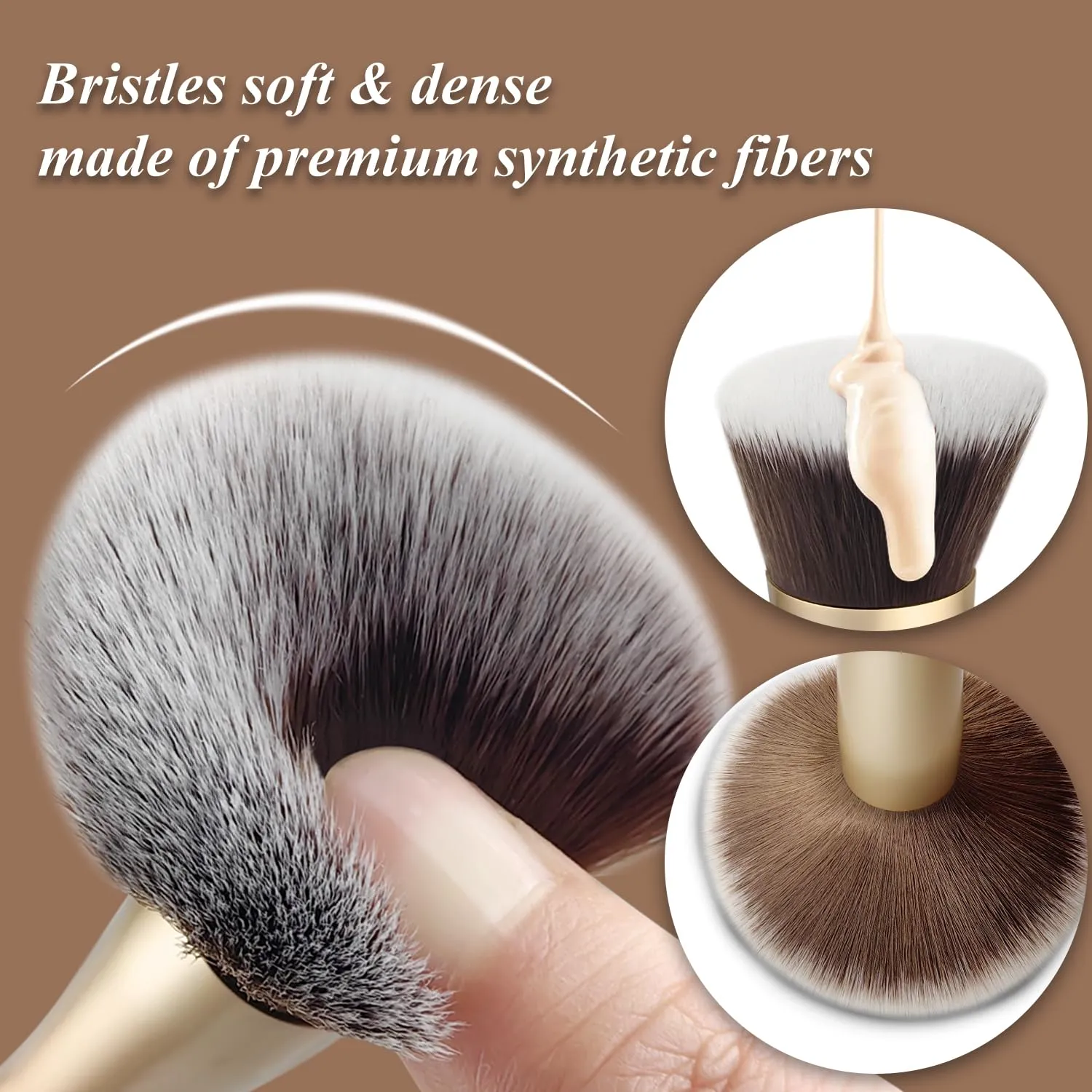 4 in 1 Makeup Brush Set - All in One Powder/Blush, Foundation, Blending & Eyeshadow Brushes, Compact & Travel Essential