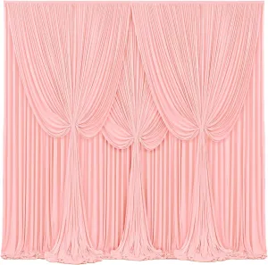 4 Panels Blush Pink Backdrop Curtains for Wedding Party Wrinkle Free Backdrops Curtain Drapes Fabric Decorations Photo Back Drop Cloth for Baby Shower Photography Stage Reception 20ft(W) x 12ft(H)