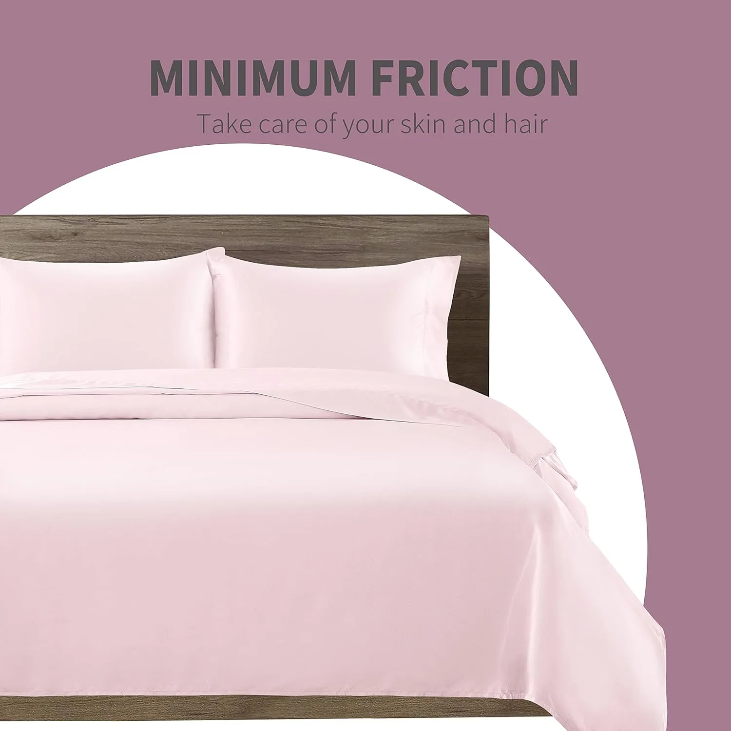 4 Pcs Blush Pink Satin Sheets Full Size Silky Satin Bedding Sheets Set with 1 Deep Pocket Fitted Sheet, 1 Flat Sheet, 2 Pillowcase
