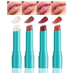4 Pcs Lip Tint Hydrating, Moisturizing Lip Oil Balm, Long Lasting Waterproof Lip Gloss Non-Stick Cup Lipstick Set, Natural Ingredients Strong Moisturizing Lipstick, Glossy Lip Tint Stain for Women