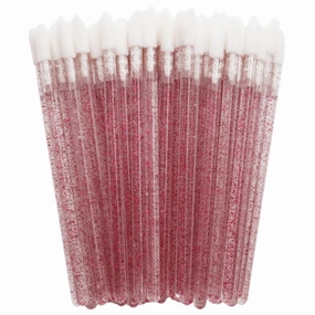 400Pcs Crystal Disposable Lip Brushes, Glitter Lip Gloss Applicators, Lipstick Gloss Wands Applicator Makeup Tool Kits for Lipstick and Lip Gloss (Rose Red)