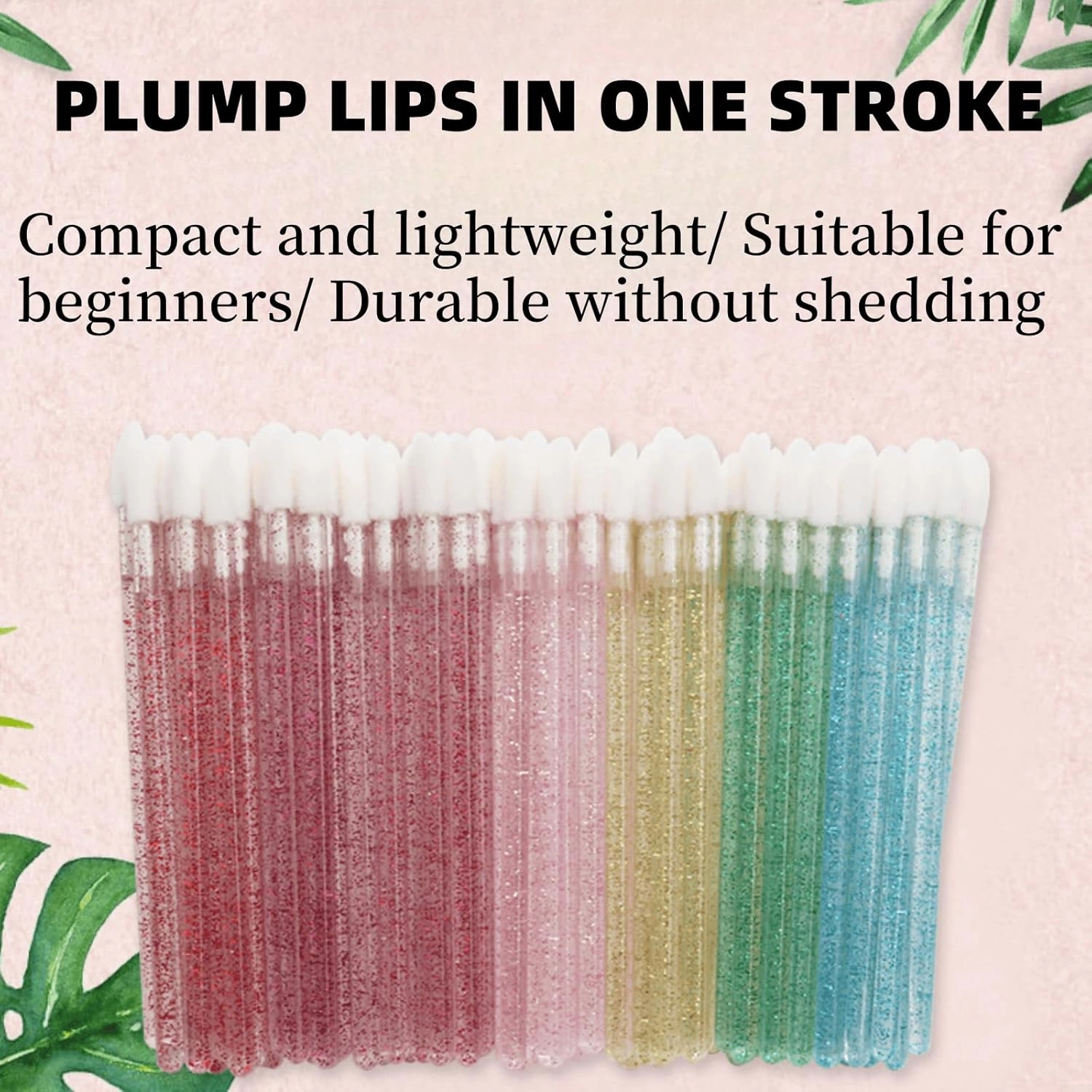 400Pcs Crystal Disposable Lip Brushes, Glitter Lip Gloss Applicators, Lipstick Gloss Wands Applicator Makeup Tool Kits for Lipstick and Lip Gloss (Rose Red)