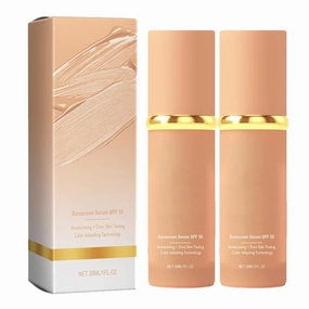 4 in 1 Full Coverage Concealer Foundation, Hydrating Color Changing Foundation Light Spectrum, Waterproof and Sweatproof Suitable for All Skin Types (2PCS)