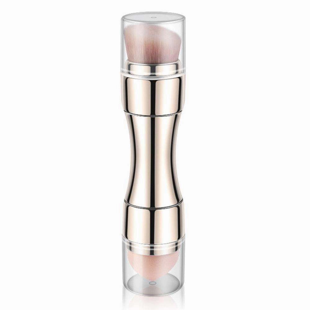 4 in 1 Retractable Cosmetic Brushes Set,Portable Foundation Blush Smudge Brush Tool Lip Brush,Contour & Blush Brush,Mini Facial Cosmetic Makeup Brush (B)