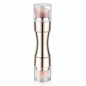 4 in 1 Retractable Cosmetic Brushes Set,Portable Foundation Blush Smudge Brush Tool Lip Brush,Contour & Blush Brush,Mini Facial Cosmetic Makeup Brush (B)