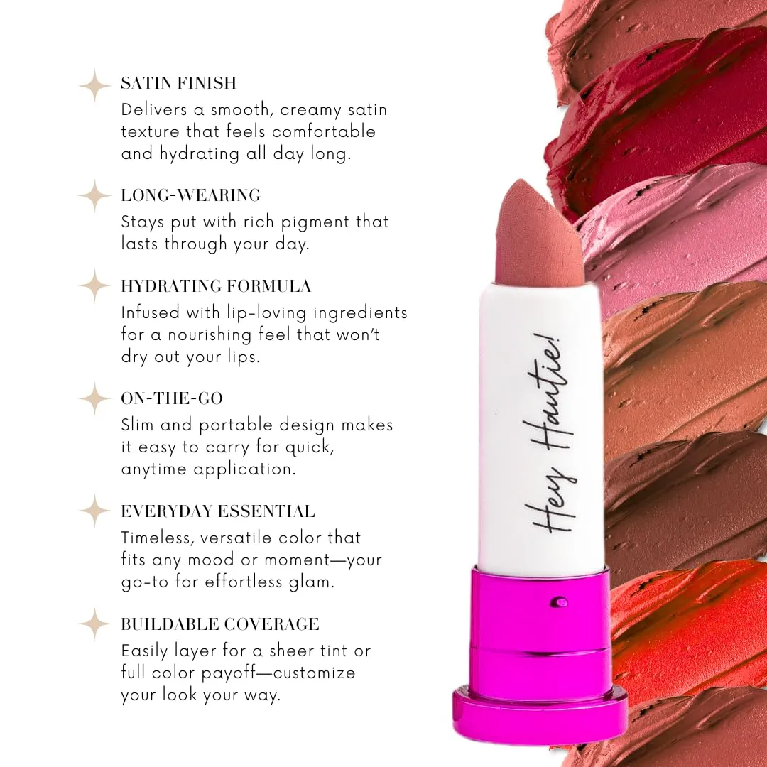 4Ever Haute Lipstick – Nude Lipstick Long Lasting, Bold Satin Finish, Vegan, Cruelty-Free - Clean & Natural, Travel-Friendly Lip Color (SUS)