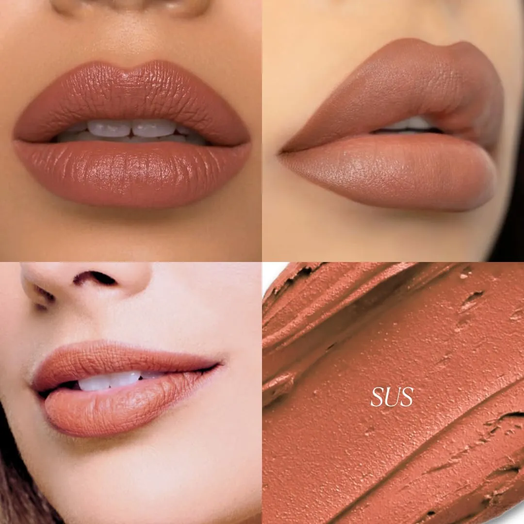 4Ever Haute Lipstick – Nude Lipstick Long Lasting, Bold Satin Finish, Vegan, Cruelty-Free - Clean & Natural, Travel-Friendly Lip Color (SUS)