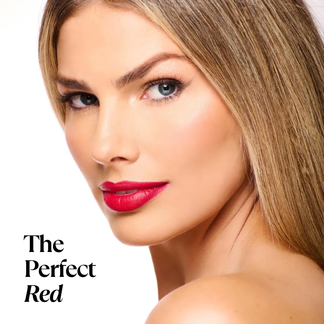 4Ever Haute Lipstick – Red Lipstick Long Lasting, Bold Satin Finish, Vegan, Cruelty-Free - Clean & Natural, Travel-Friendly Lip Color (Red Haute)